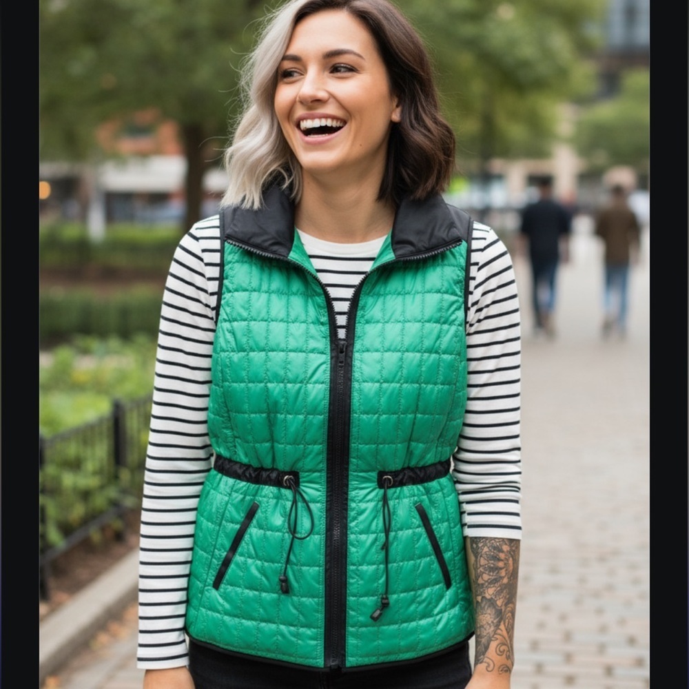 Zenergy By Chicos Vibrant Green Quilted Vest Like New! 0 or S